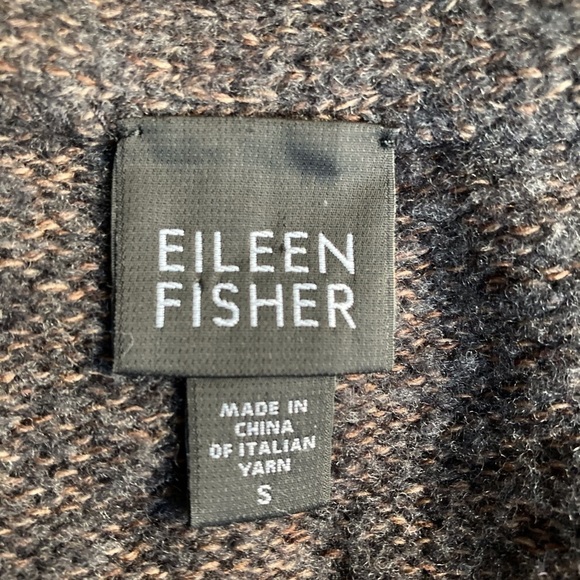 Eileen Fisher Long Italian Merino Wool Sweater Mid Thigh Length Heathered Brown - Picture 7 of 8